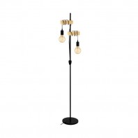 Eglo-Townshend Floor Lamp 2 x 10W E27 Black & Tmber